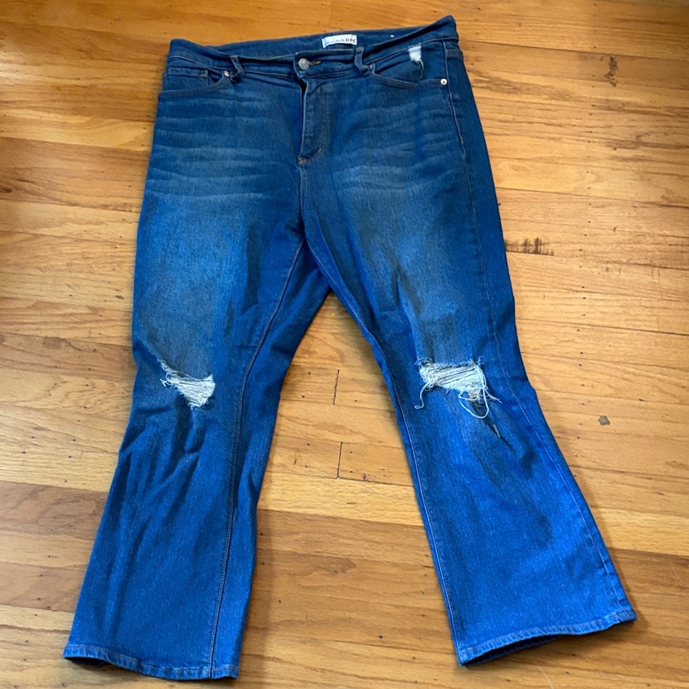 LOFT Flare Distressed Blue Jeans